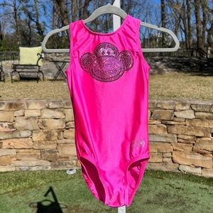 OZONE  Hot Pink Leotard with Sequin Monkey Face